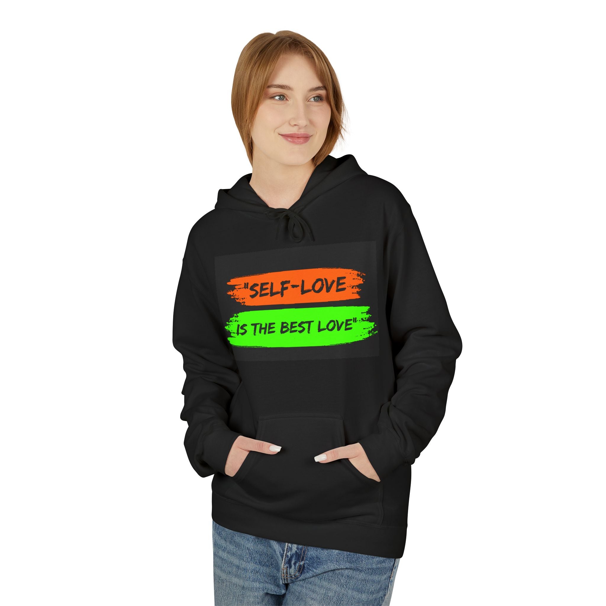 Self Love Hoodie - "Self Love Is The Best Love" Neon Brushstroke Pullover