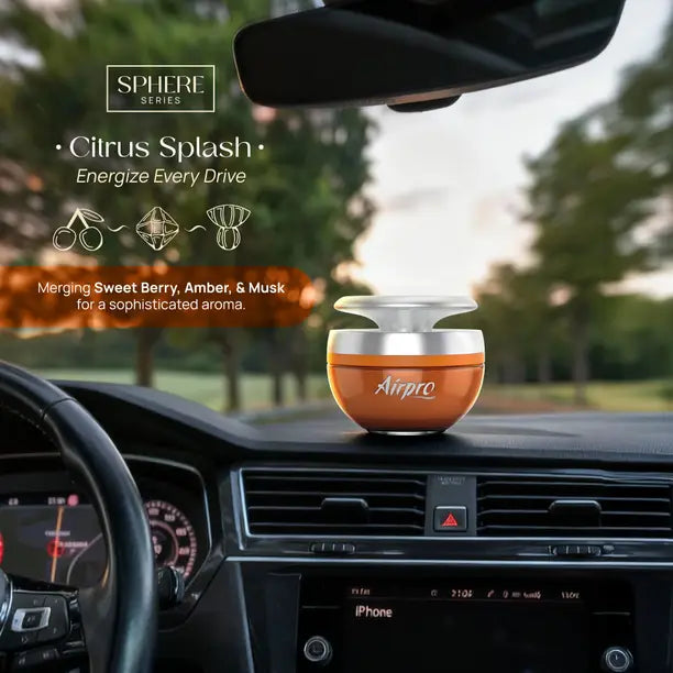 Airpro Luxury Sphere Gel Air Freshener- Citrus Splash Fragrance - Car, Desk, Office, Cabin, Home, Room Air Freshner Perfume Fragrance - Pair(Set of 2 Pcs) Car Freshener Diffuser Luxury Sphere  (40 g)