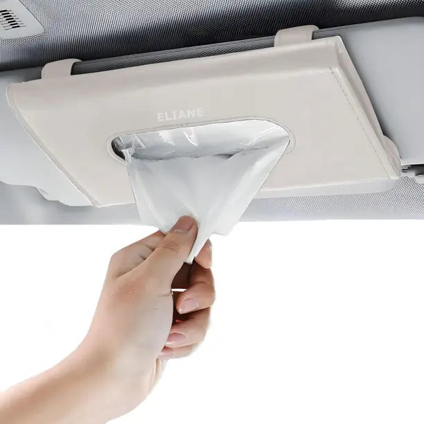 Eliane Car Tissue Holder Sun Visor Napkin for Upgraded Version Hanging Universal Vehicle Tissue Dispenser (Beige)